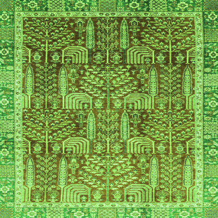 Square Machine Washable Abstract Green Modern Area Rugs, wshabs1794grn