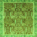 Square Machine Washable Abstract Green Modern Area Rugs, wshabs1794grn