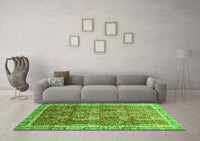 Machine Washable Abstract Green Modern Rug, wshabs1794grn