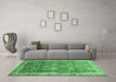 Machine Washable Abstract Emerald Green Modern Area Rugs in a Living Room,, wshabs1794emgrn