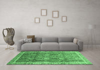 Machine Washable Abstract Emerald Green Modern Rug, wshabs1794emgrn