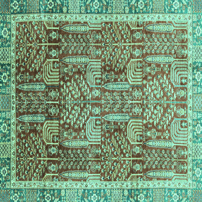 Square Machine Washable Abstract Turquoise Modern Area Rugs, wshabs1794turq