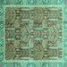 Square Machine Washable Abstract Turquoise Modern Area Rugs, wshabs1794turq