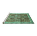 Sideview of Machine Washable Abstract Turquoise Modern Area Rugs, wshabs1794turq