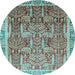 Round Abstract Light Blue Modern Rug, abs1794lblu