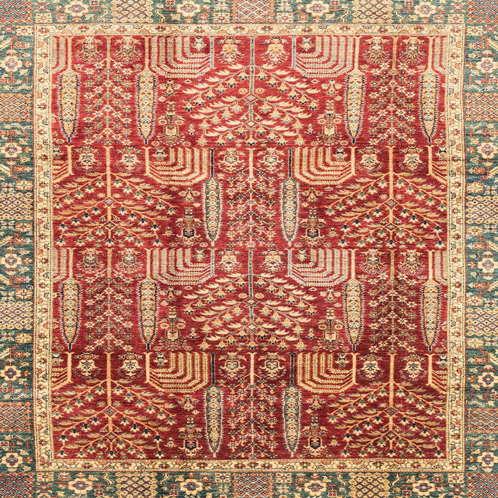 Square Machine Washable Abstract Red Rug, wshabs1794