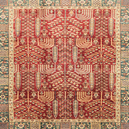 Square Abstract Red Modern Rug, abs1794