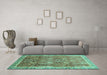 Machine Washable Abstract Turquoise Modern Area Rugs in a Living Room,, wshabs1794turq