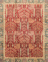 Machine Washable Abstract Red Rug, wshabs1794