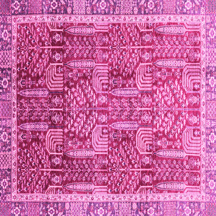 Square Machine Washable Abstract Pink Modern Rug, wshabs1794pnk