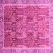 Square Machine Washable Abstract Pink Modern Rug, wshabs1794pnk