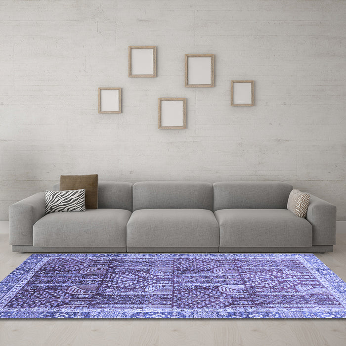Machine Washable Abstract Blue Modern Rug in a Living Room, wshabs1794blu
