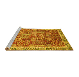 Sideview of Machine Washable Abstract Yellow Modern Rug, wshabs1794yw