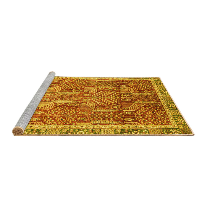 Sideview of Machine Washable Abstract Yellow Modern Rug, wshabs1794yw