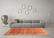 Machine Washable Abstract Orange Modern Area Rugs in a Living Room, wshabs1794org