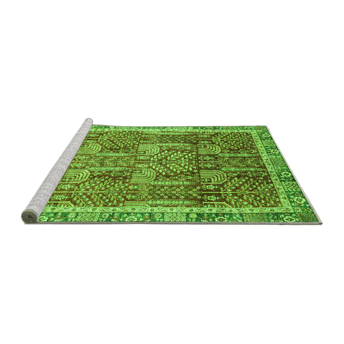 Sideview of Machine Washable Abstract Green Modern Area Rugs, wshabs1794grn
