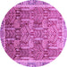 Round Machine Washable Abstract Purple Modern Area Rugs, wshabs1794pur