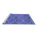 Sideview of Machine Washable Abstract Blue Modern Rug, wshabs1795blu