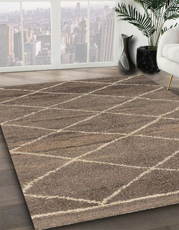 Abstract Camel Brown Modern Rug in Family Room, abs1795