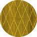 Round Machine Washable Abstract Yellow Modern Rug, wshabs1795yw