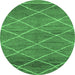 Round Machine Washable Abstract Emerald Green Modern Area Rugs, wshabs1795emgrn