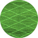 Round Abstract Green Modern Rug, abs1795grn