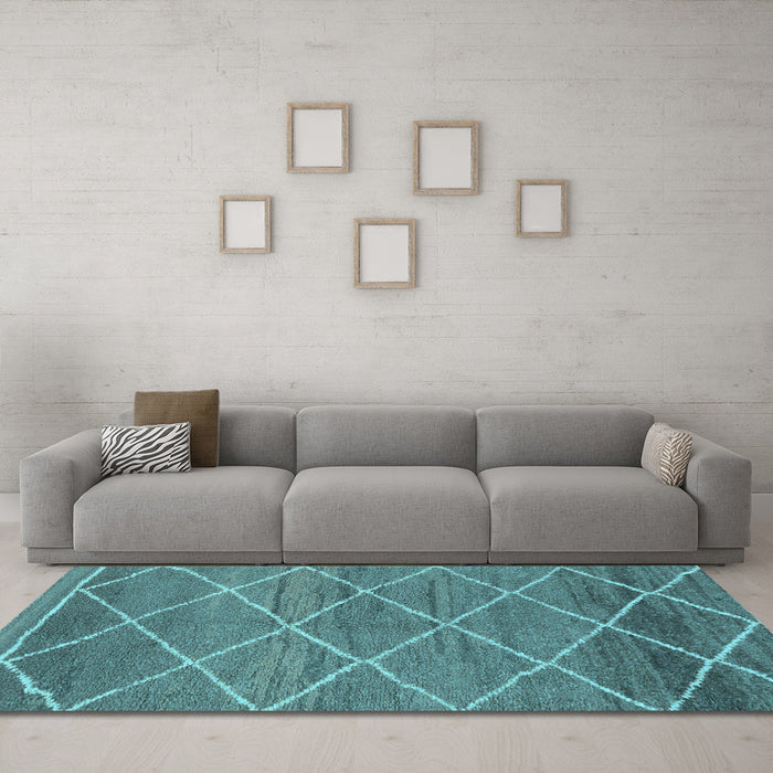 Machine Washable Abstract Light Blue Modern Rug in a Living Room, wshabs1795lblu