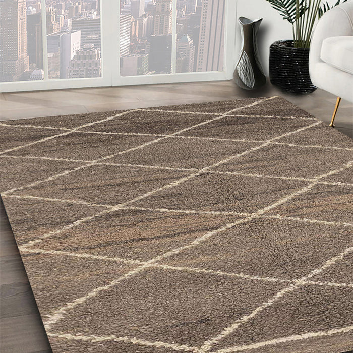 Abstract Camel Brown Modern Rug in Family Room, abs1795