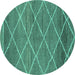 Round Abstract Turquoise Modern Rug, abs1795turq