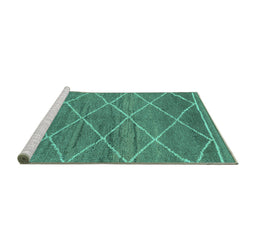 Sideview of Machine Washable Abstract Turquoise Modern Area Rugs, wshabs1795turq