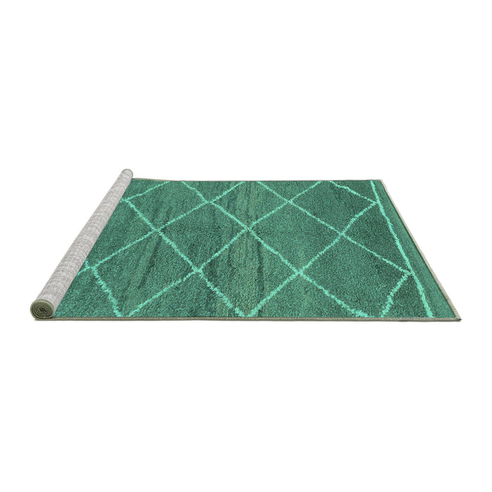 Sideview of Machine Washable Abstract Turquoise Modern Area Rugs, wshabs1795turq