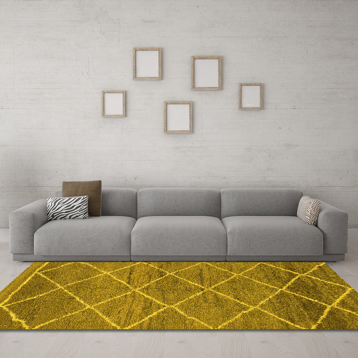 Machine Washable Abstract Yellow Modern Rug in a Living Room, wshabs1795yw
