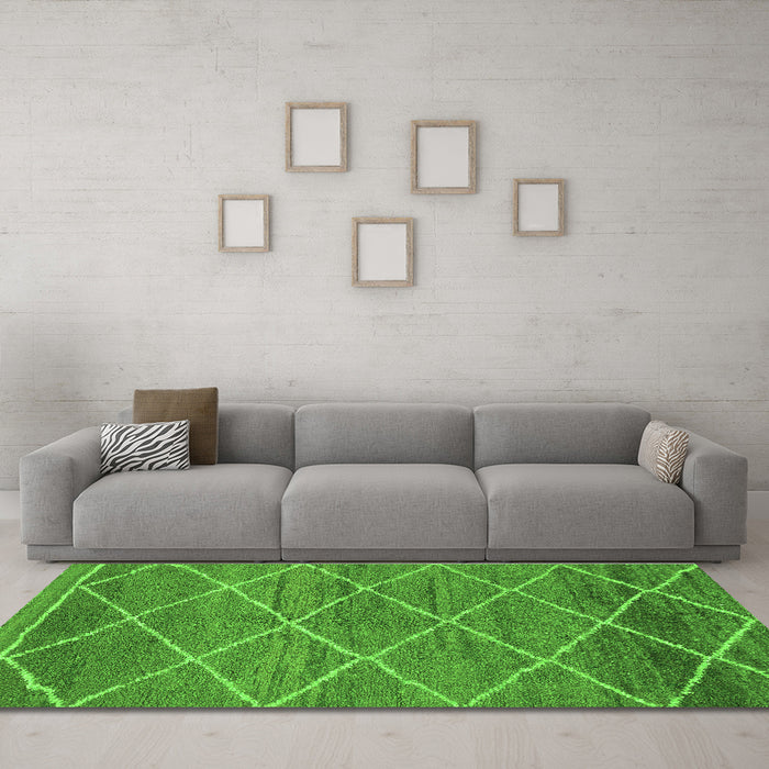 Machine Washable Abstract Green Modern Area Rugs in a Living Room,, wshabs1795grn