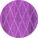 Round Machine Washable Abstract Purple Modern Area Rugs, wshabs1795pur