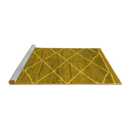 Sideview of Machine Washable Abstract Yellow Modern Rug, wshabs1795yw