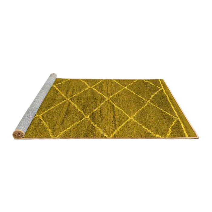 Sideview of Machine Washable Abstract Yellow Modern Rug, wshabs1795yw