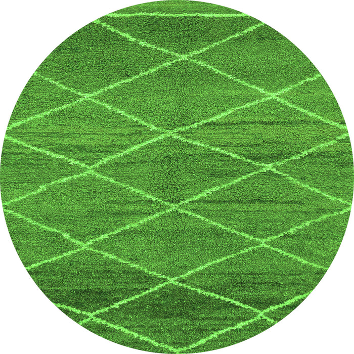 Round Machine Washable Abstract Green Modern Area Rugs, wshabs1795grn