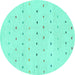 Round Machine Washable Solid Turquoise Modern Area Rugs, wshabs1796turq