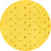 Round Machine Washable Solid Yellow Modern Rug, wshabs1796yw