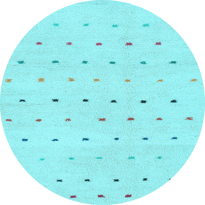 Round Machine Washable Solid Light Blue Modern Rug, wshabs1796lblu