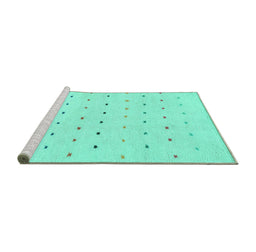 Sideview of Machine Washable Solid Turquoise Modern Area Rugs, wshabs1796turq