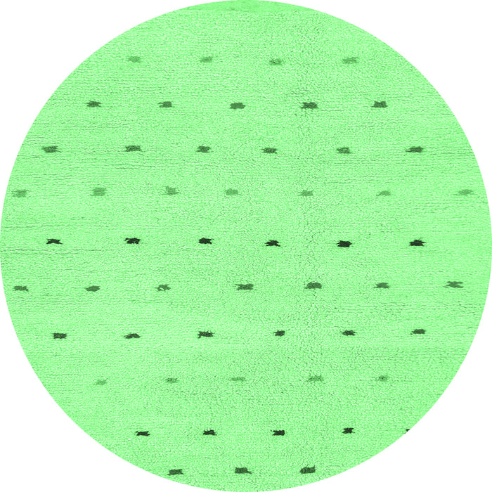 Round Machine Washable Solid Emerald Green Modern Area Rugs, wshabs1796emgrn