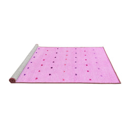 Sideview of Machine Washable Solid Pink Modern Rug, wshabs1796pnk