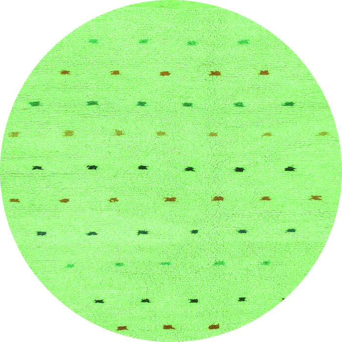 Round Machine Washable Solid Green Modern Area Rugs, wshabs1796grn