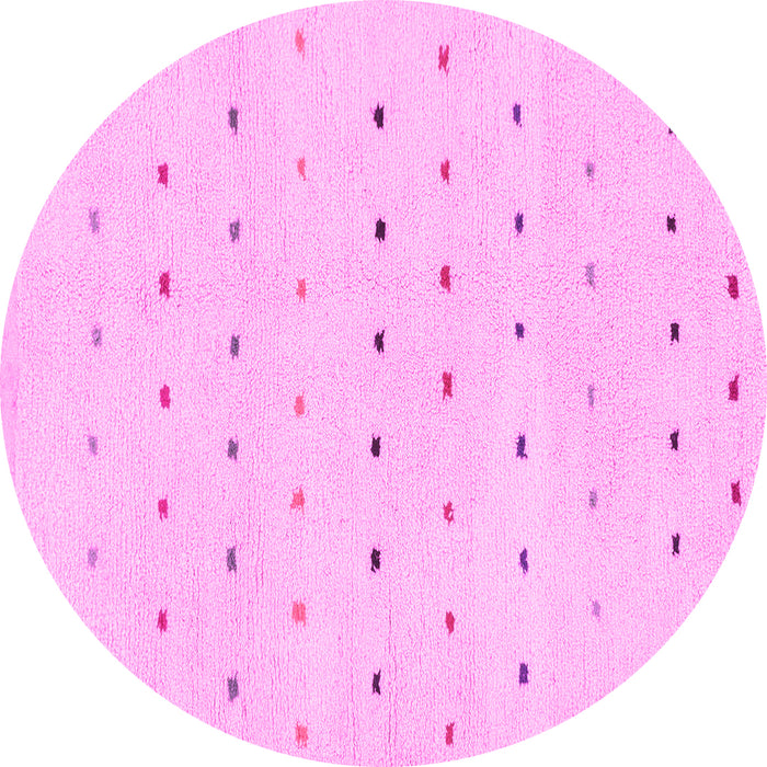 Round Machine Washable Solid Pink Modern Rug, wshabs1796pnk