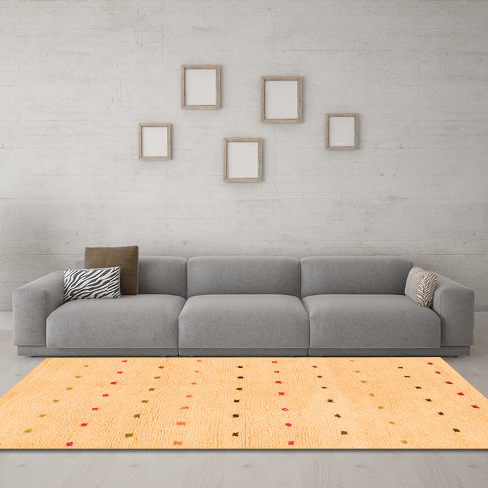 Machine Washable Solid Orange Modern Area Rugs in a Living Room, wshabs1796org