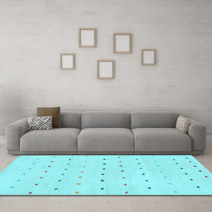 Machine Washable Solid Light Blue Modern Rug in a Living Room, wshabs1796lblu