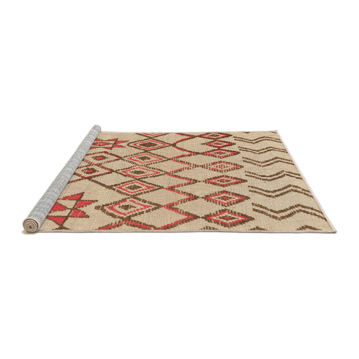 Sideview of Machine Washable Abstract Chocolate Brown Rug, wshabs1797