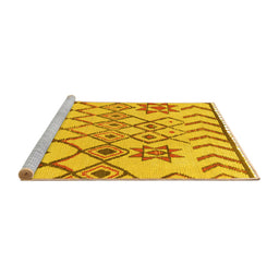 Sideview of Machine Washable Solid Yellow Modern Rug, wshabs1797yw
