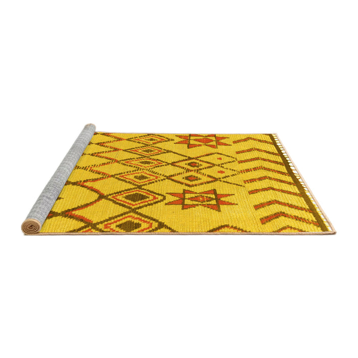 Sideview of Machine Washable Solid Yellow Modern Rug, wshabs1797yw